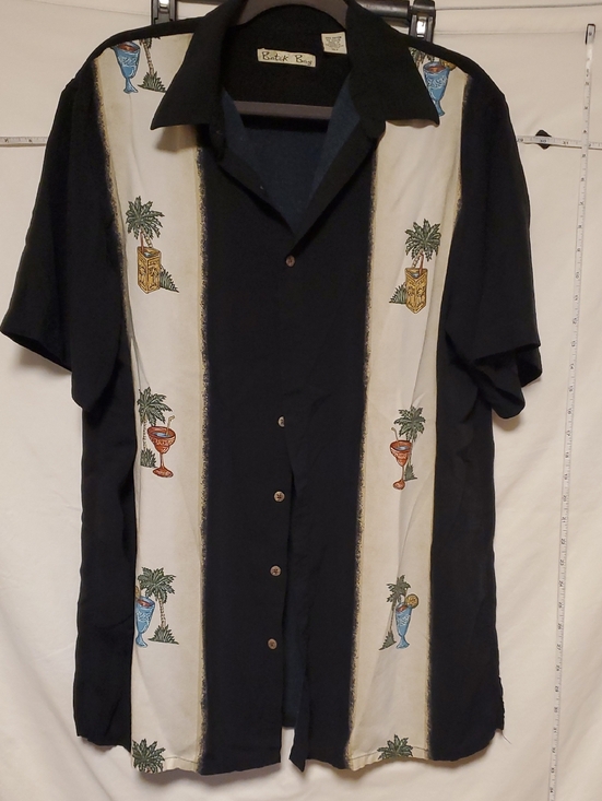 batik bay Other - Batik Bay Black Button-Up Camp Shirt with White Trim